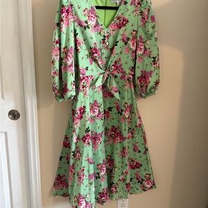 Julia Jordan Green Floral Long Sleeve Dress